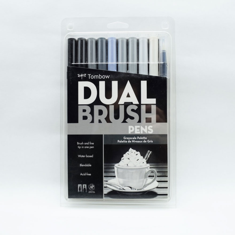Tombow Grayscale Palette Dual Brush Pen Set